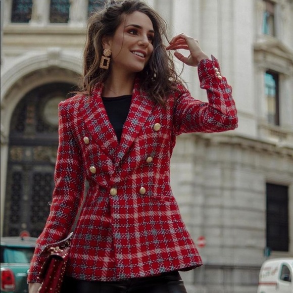 Zara plaid double breasted blazer - Picture 2 of 9